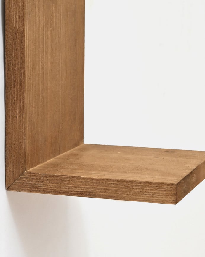 Deco Wood Estante De Madera Maciza Tono Roble Oscuro De 20x15cm