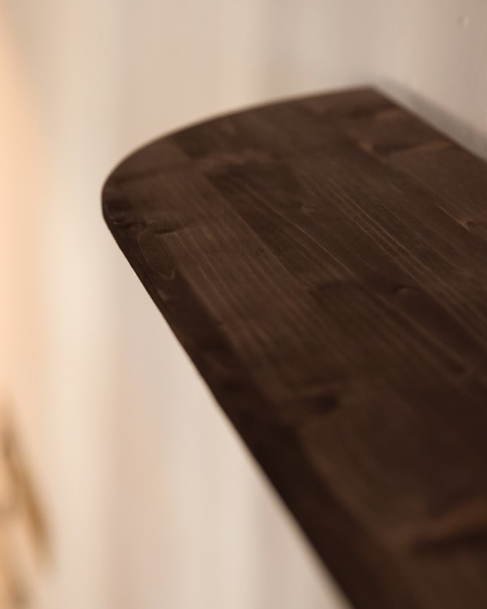 Deco Wood Estante Redondeado De Madera Maciza Flotante Tono Nogal 60cm