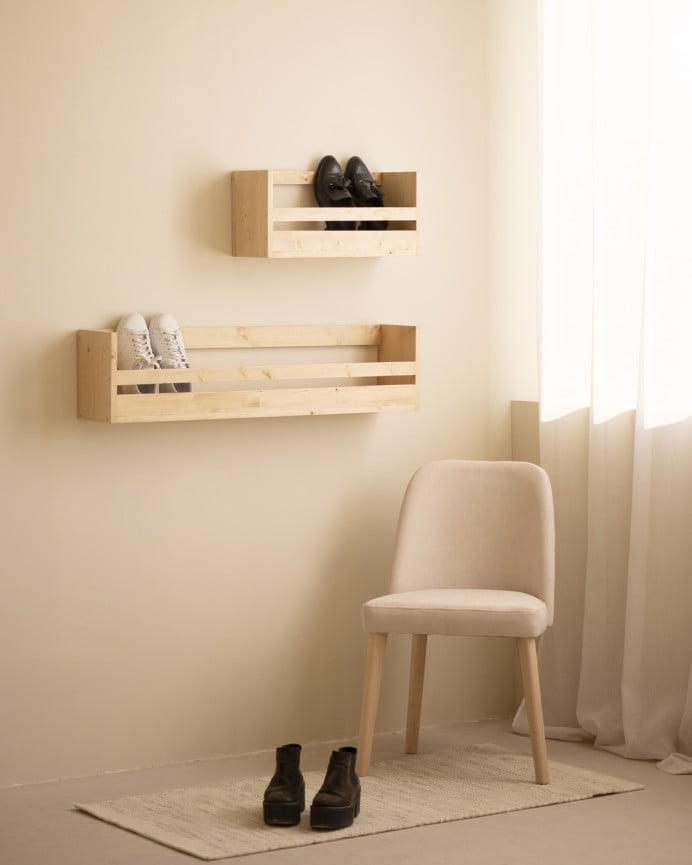 Deco Wood Estante Zapatero De Madera Maciza En Tono Roble Medio De 53 5x25cm