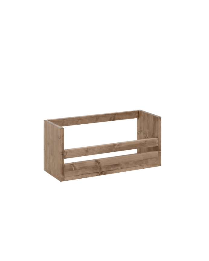 Deco wood Estante zapatero de madera maciza en tono roble oscuro de 53 5x25cm