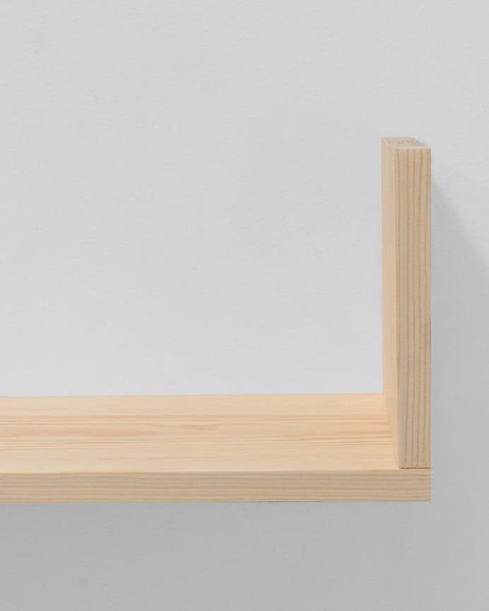 Deco Wood Estantería De Madera Maciza Flotante Acabado Natural 60cm