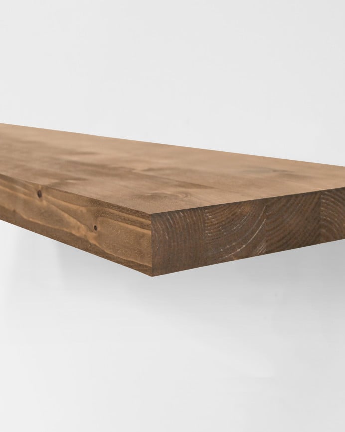 Deco Wood Estantería De Madera Maciza Flotante Acabado Roble Oscuro 60cm