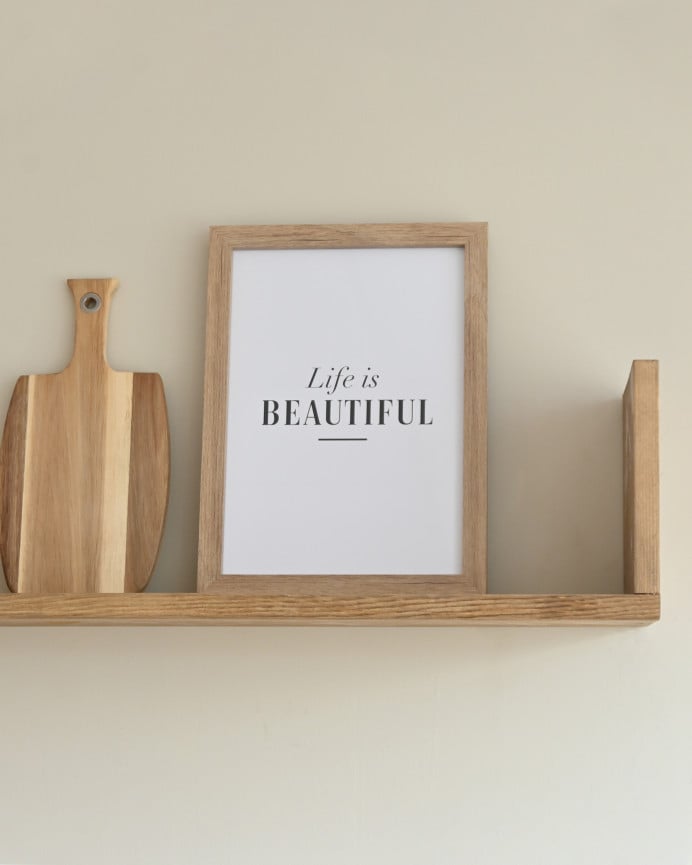 Deco Wood Estantería De Madera Maciza Flotante Acabado Roble Oscuro 60cm