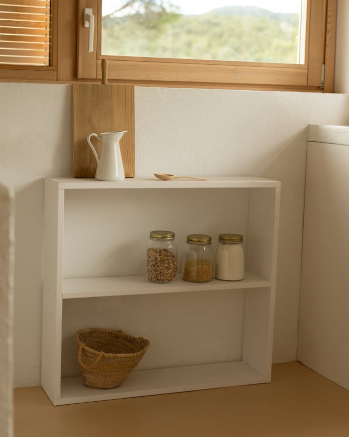 Deco Wood Estantería De Madera Maciza Tono Blanco Con 1 Estante