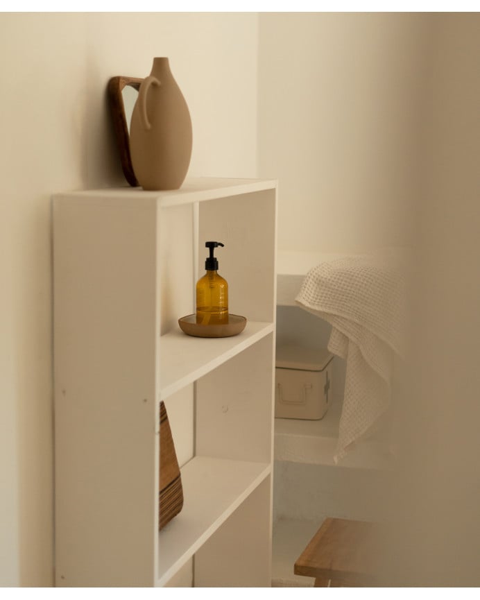 Deco Wood Estantería De Madera Maciza Tono Blanco Con 2 Estantes