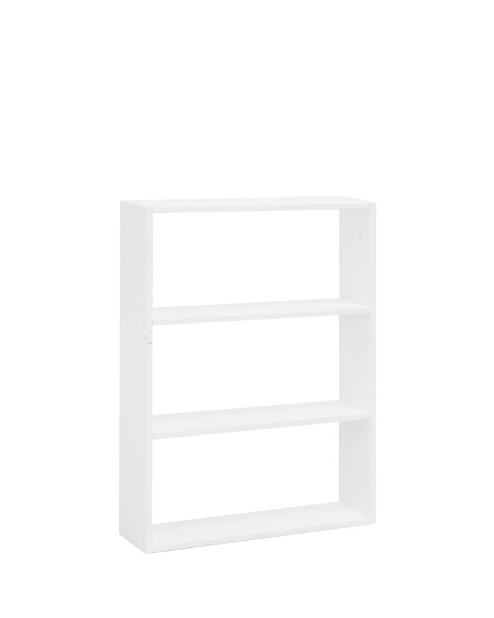 Deco wood Estantería de madera maciza tono blanco con 2 estantes