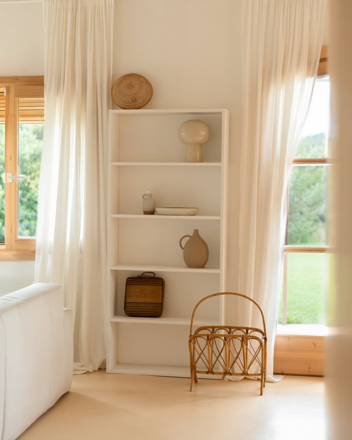 Deco Wood Estantería De Madera Maciza Tono Blanco Con 4 Estantes