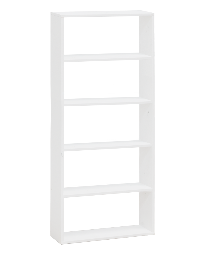 Deco wood Estantería de madera maciza tono blanco con 4 estantes
