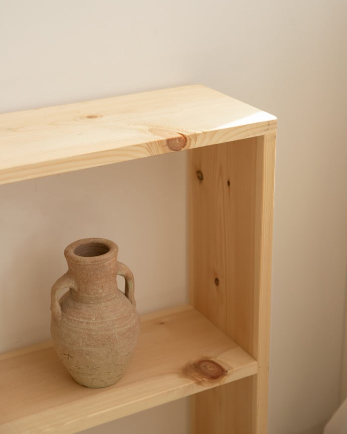 Deco Wood Estantería De Madera Maciza Tono Natural Con 1 Estante