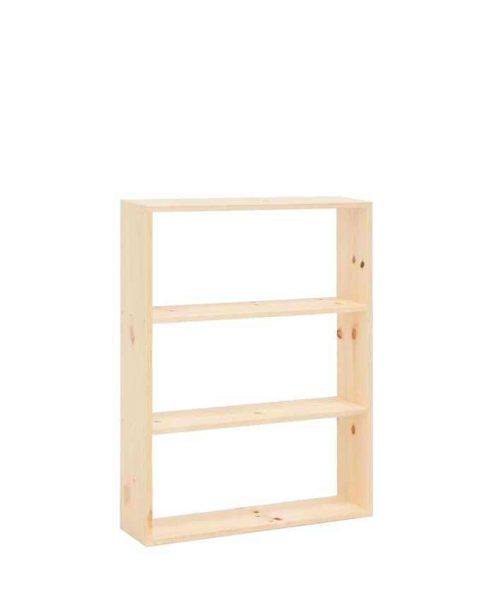 Deco Wood Estantería De Madera Maciza Tono Natural Con 2 Estantes