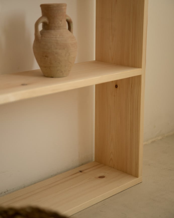 Deco Wood Estantería De Madera Maciza Tono Natural Con 3 Estantes