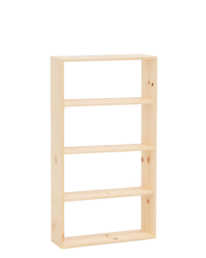 Deco wood Estantería de madera maciza tono natural con 3 estantes