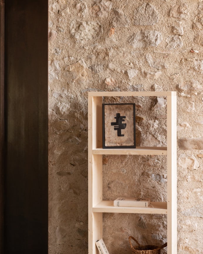 Deco Wood Estanteria De Madera Maciza Tono Natural De 80x60cm