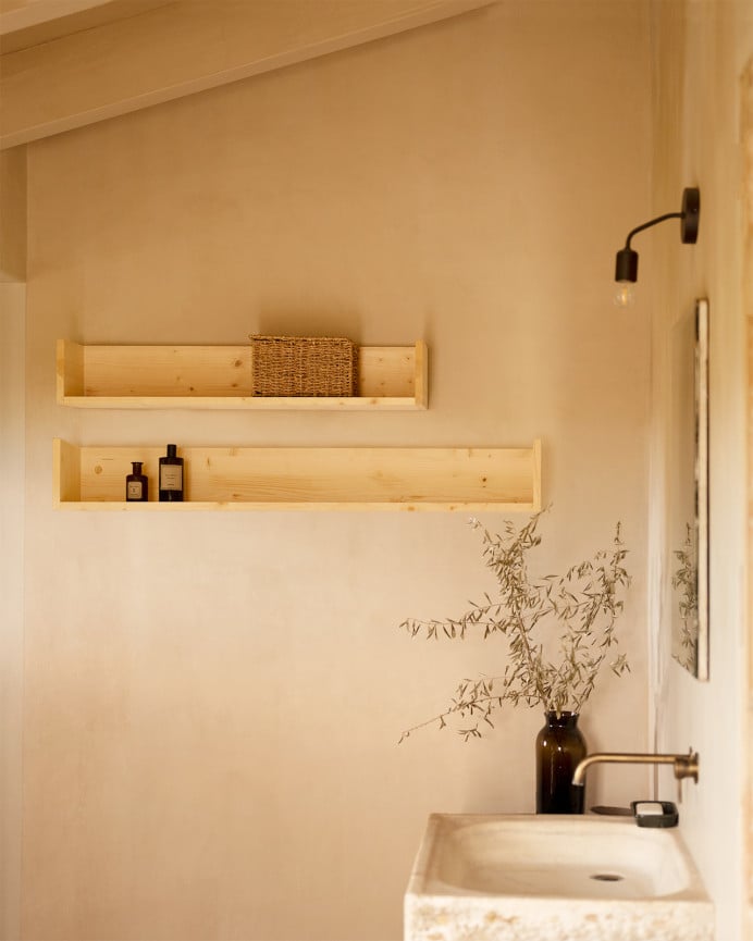 Deco Wood Estantería De Madera Maciza Tono Natural De 90cm