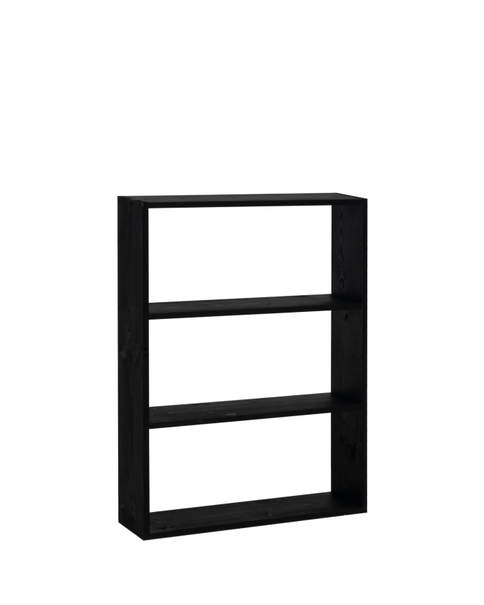 Deco Wood Estantería De Madera Maciza Tono Negro Con 2 Estantes