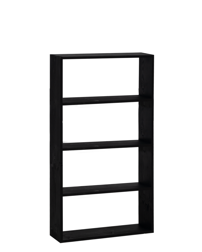 Deco wood Estantería de madera maciza tono negro con 3 estantes