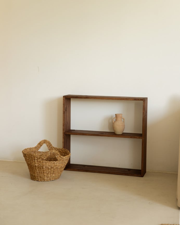 Deco Wood Estantería De Madera Maciza Tono Nogal Con 1 Estante