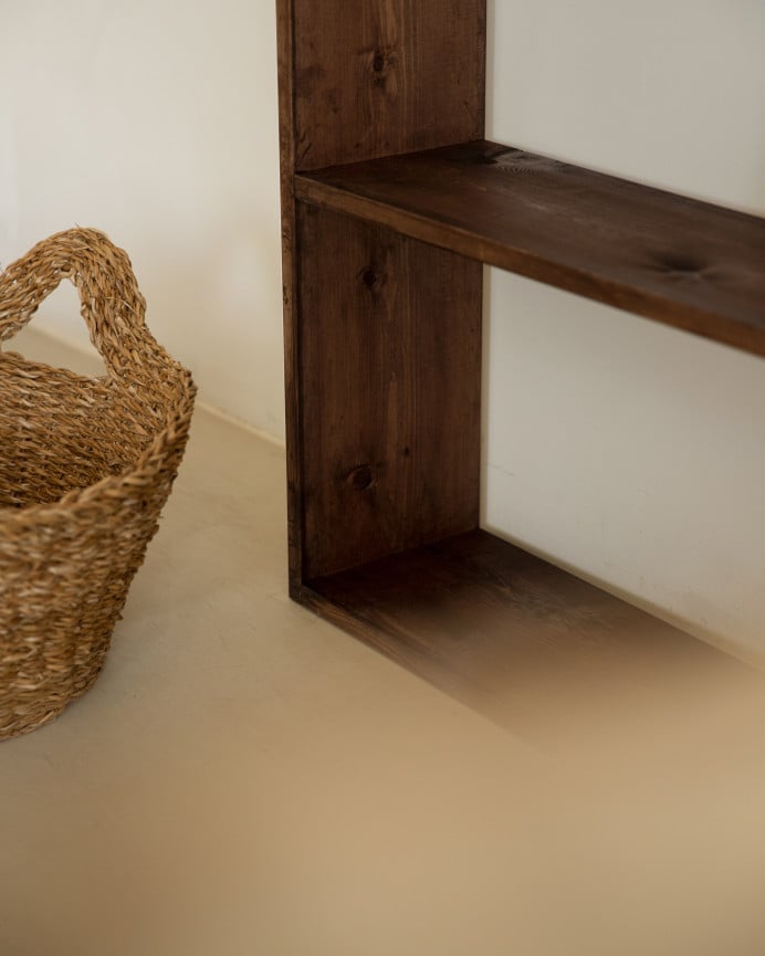 Deco Wood Estantería De Madera Maciza Tono Nogal Con 1 Estante