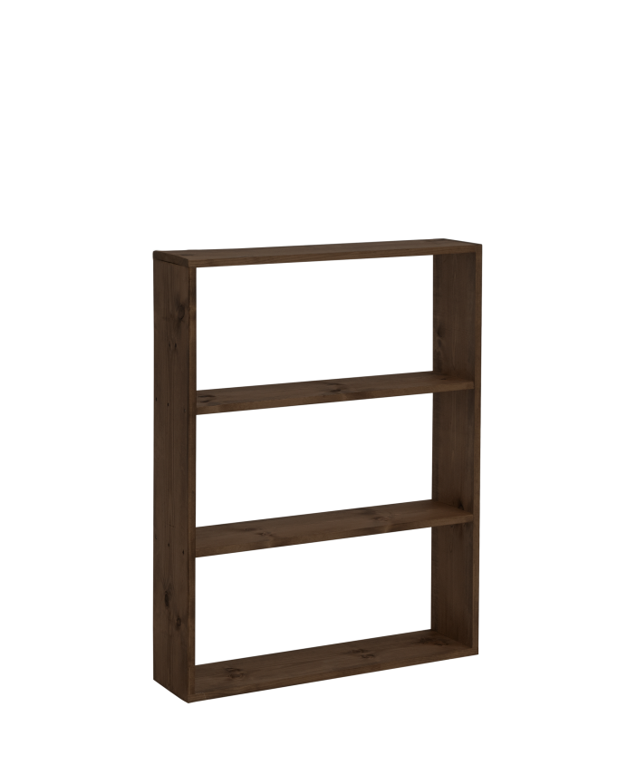 Deco wood Estantería de madera maciza tono nogal con 2 estantes