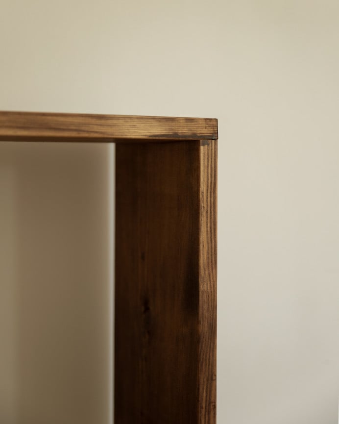 Deco Wood Estantería De Madera Maciza Tono Nogal Con 3 Estantes