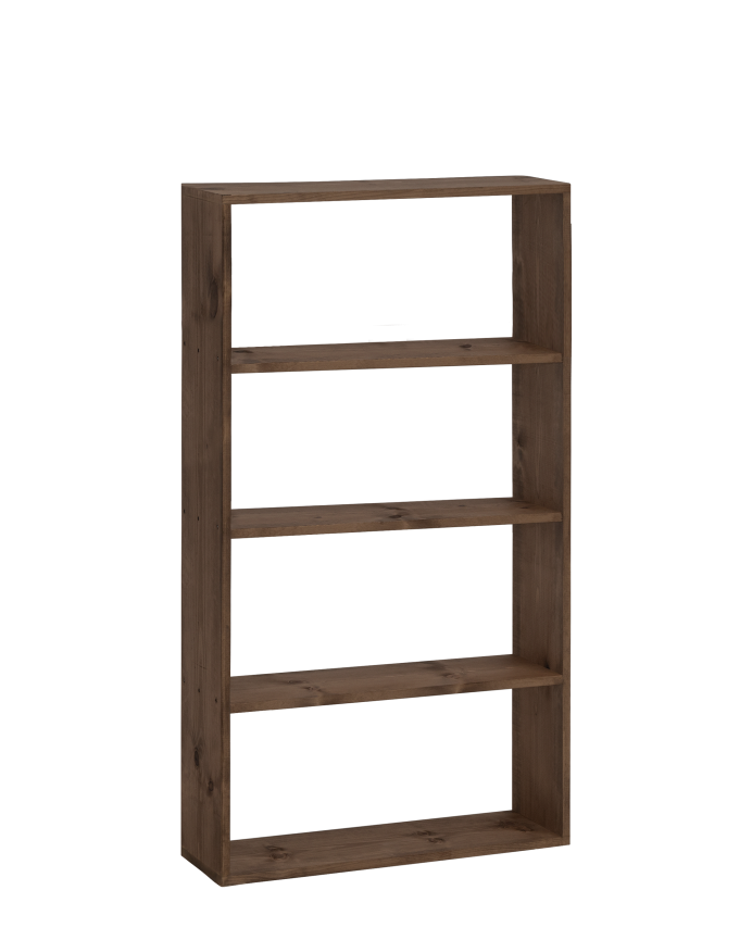 Deco wood Estantería de madera maciza tono nogal con 3 estantes