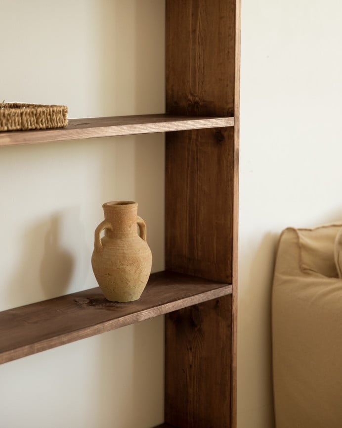 Deco Wood Estantería De Madera Maciza Tono Nogal Con 4 Estantes