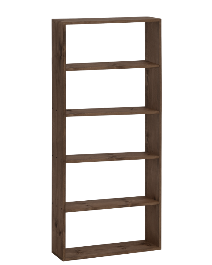 Deco wood Estantería de madera maciza tono nogal con 4 estantes