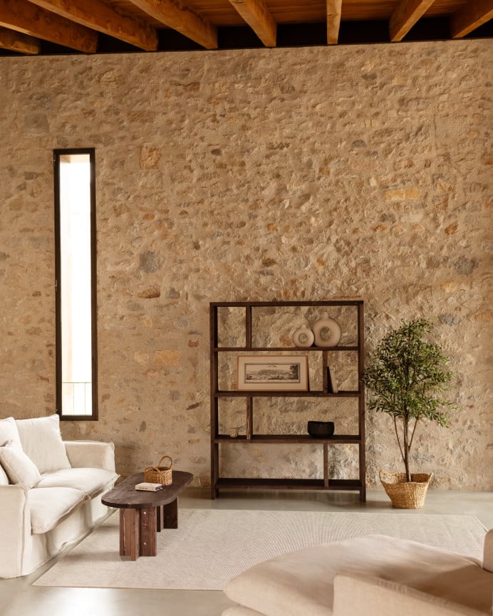 Deco Wood Estanteria De Madera Maciza Tono Nogal De 180x140cm