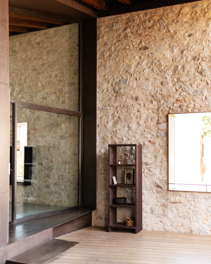 Deco Wood Estanteria De Madera Maciza Tono Nogal De 80x60cm