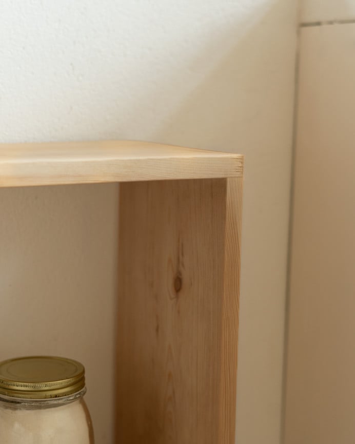 Deco Wood Estantería De Madera Maciza Tono Roble Medio Con 1 Estante