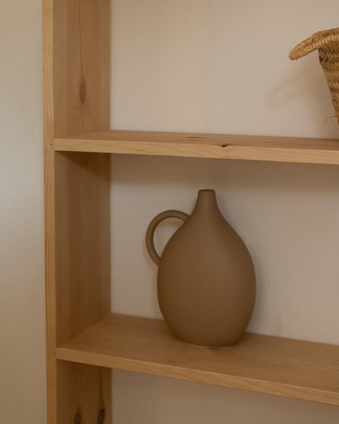 Deco Wood Estantería De Madera Maciza Tono Roble Medio Con 2 Estantes