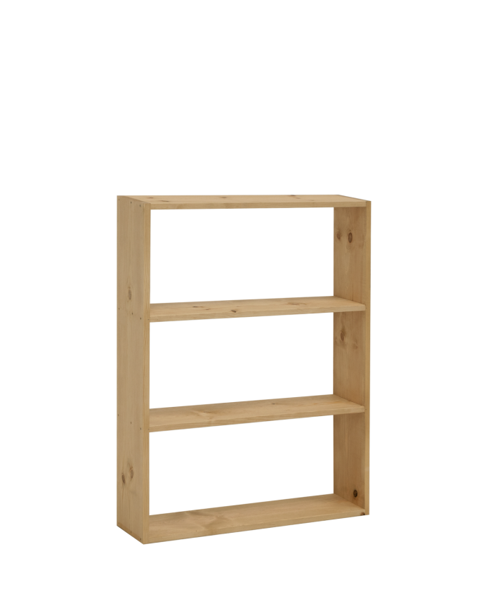 Deco Wood Estantería De Madera Maciza Tono Roble Medio Con 2 Estantes