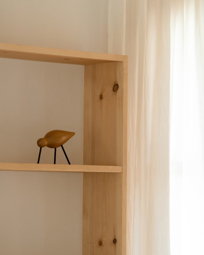 Deco Wood Estantería De Madera Maciza Tono Roble Medio Con 4 Estantes