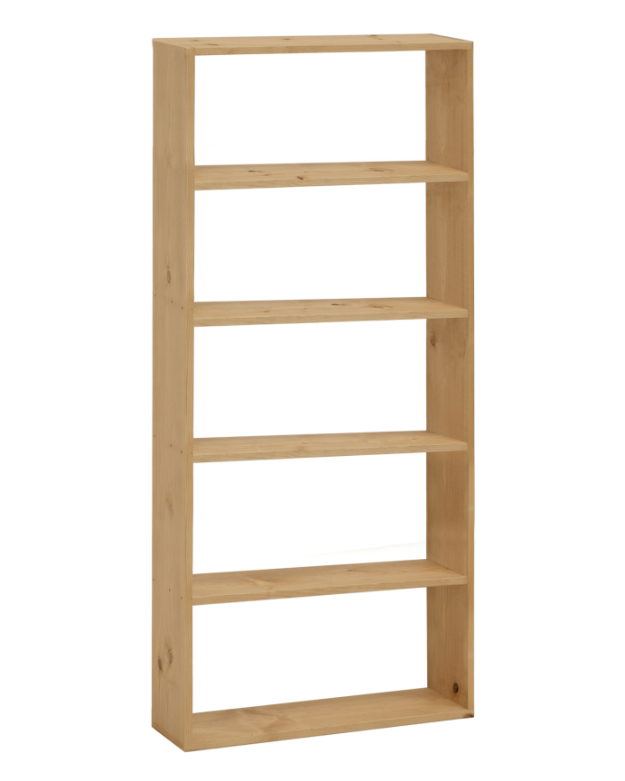 Deco wood Estantería de madera maciza tono roble medio con 4 estantes