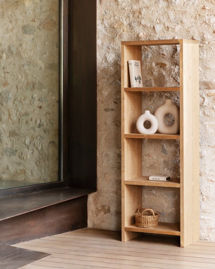 Deco Wood Estanteria De Madera Maciza Tono Roble Medio De 80x60cm