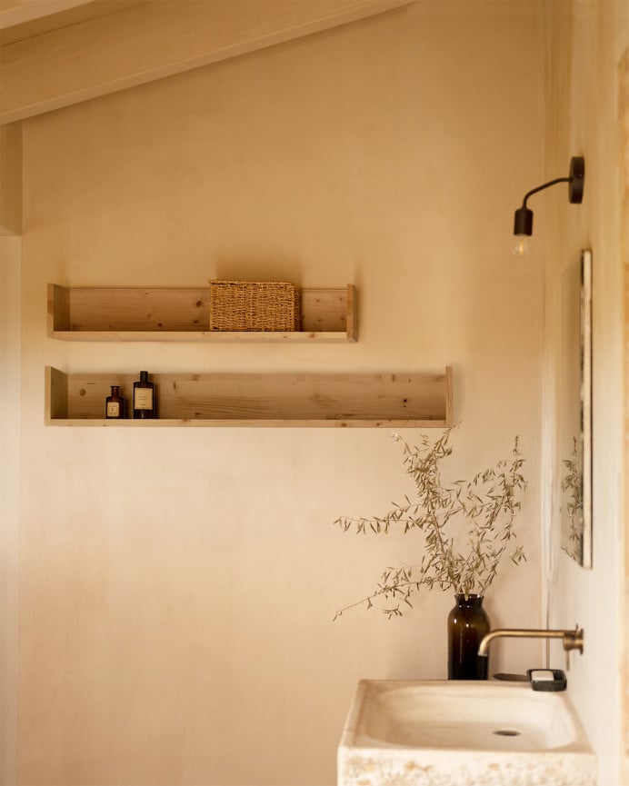 Deco Wood Estantería De Madera Maciza Tono Roble Medio De 90cm