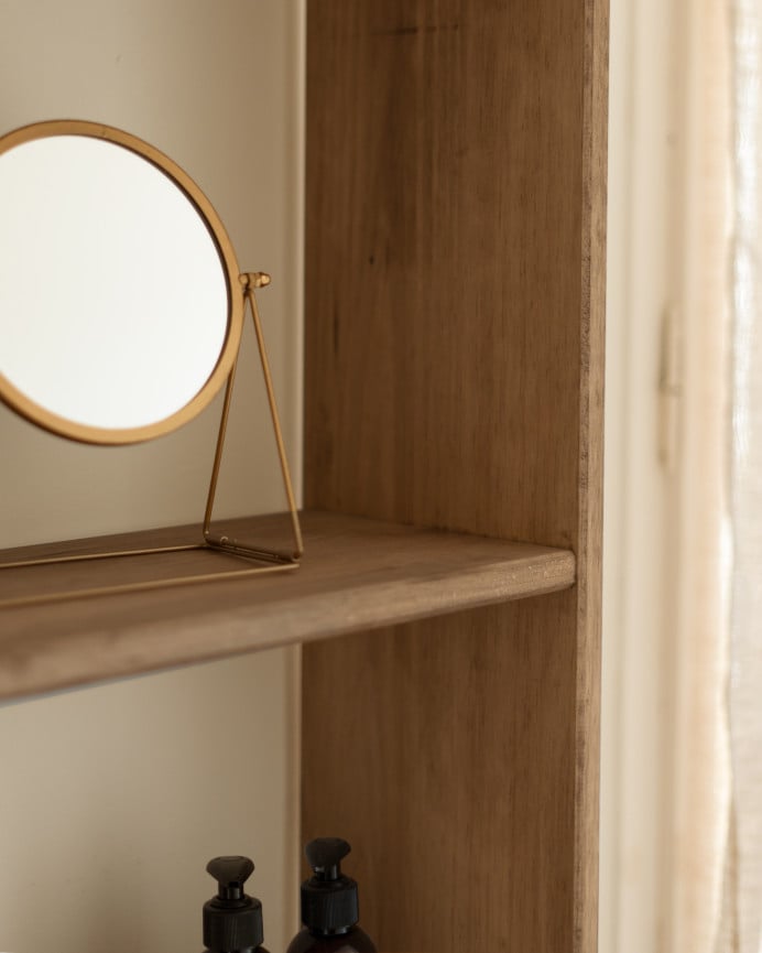 Deco Wood Estantería De Madera Maciza Tono Roble Oscuro Con 4 Estantes