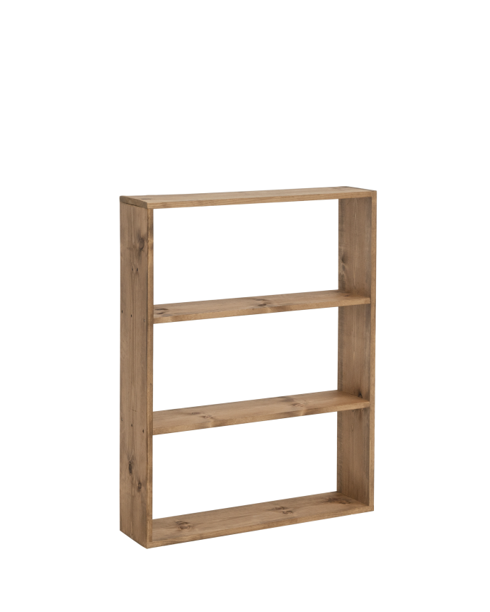 Deco wood Estantería de madera maciza tono roble oscuro con 2 estantes