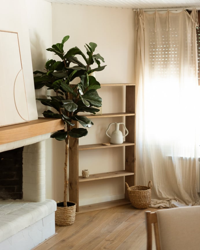 Deco Wood Estantería De Madera Maciza Tono Roble Oscuro Con 3 Estantes