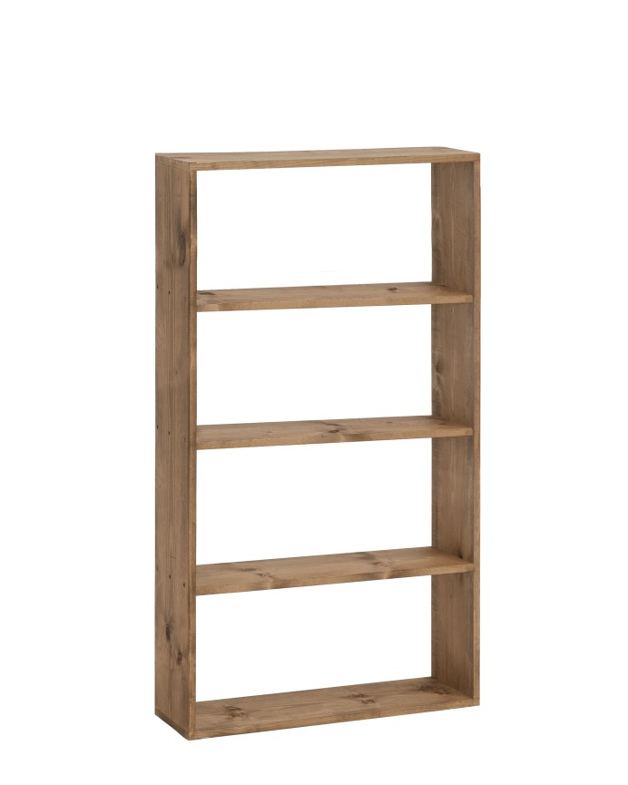 Deco wood Estantería de madera maciza tono roble oscuro con 3 estantes