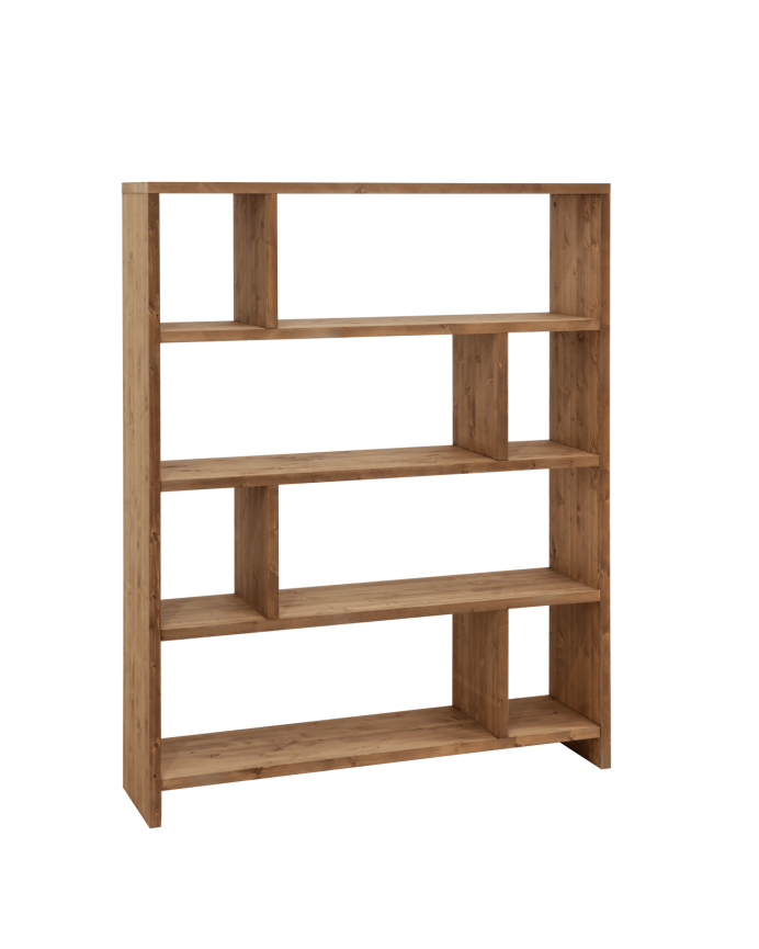 Deco wood Estanteria de madera maciza tono roble oscuro de 180x140cm