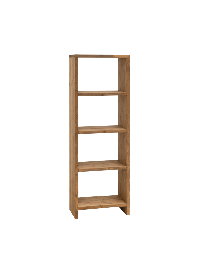 Deco Wood Estanteria De Madera Maciza Tono Roble Oscuro De 80x60cm