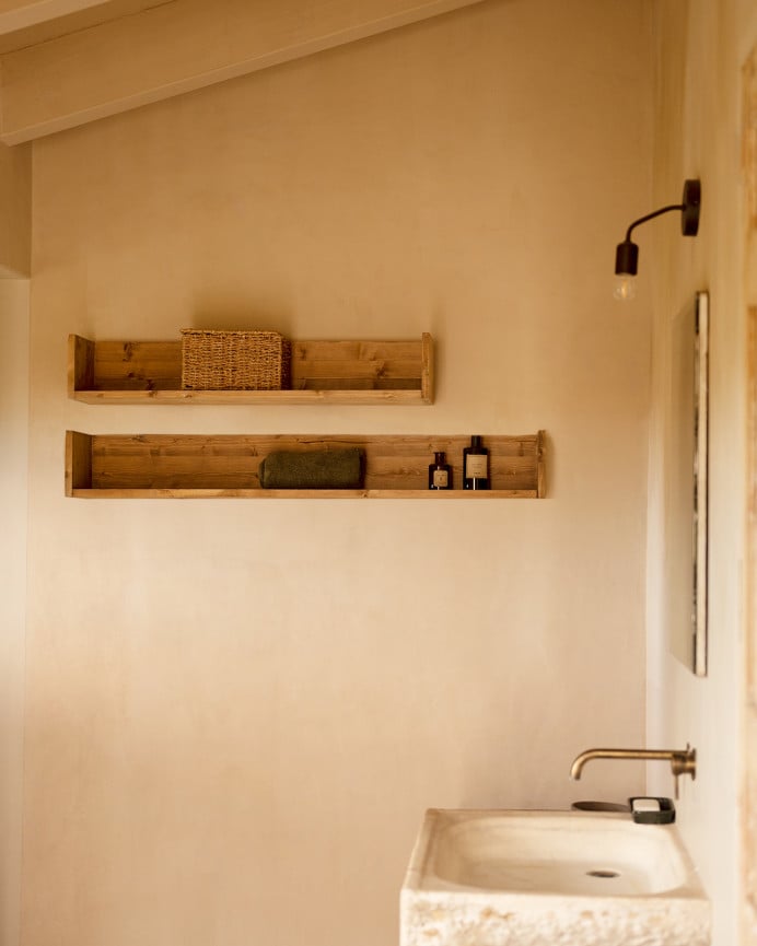 Deco Wood Estantería De Madera Maciza Tono Roble Oscuro De 90cm