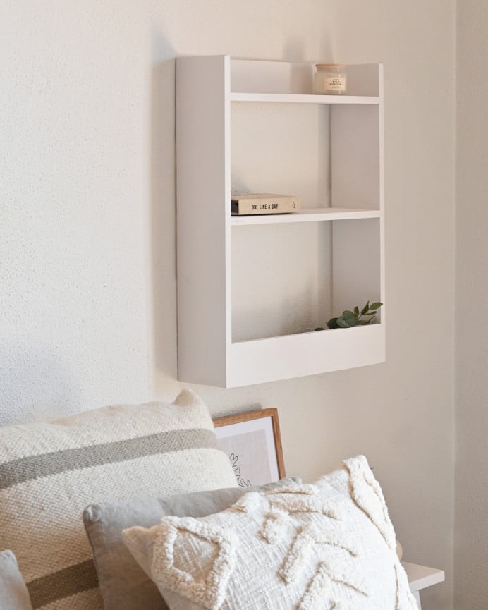 Deco Wood Estantería De Madera Maciza Tres Estantes Acabado Blanco 60x45cm