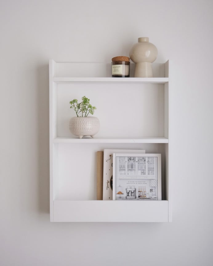 Deco Wood Estantería De Madera Maciza Tres Estantes Acabado Blanco 60x45cm