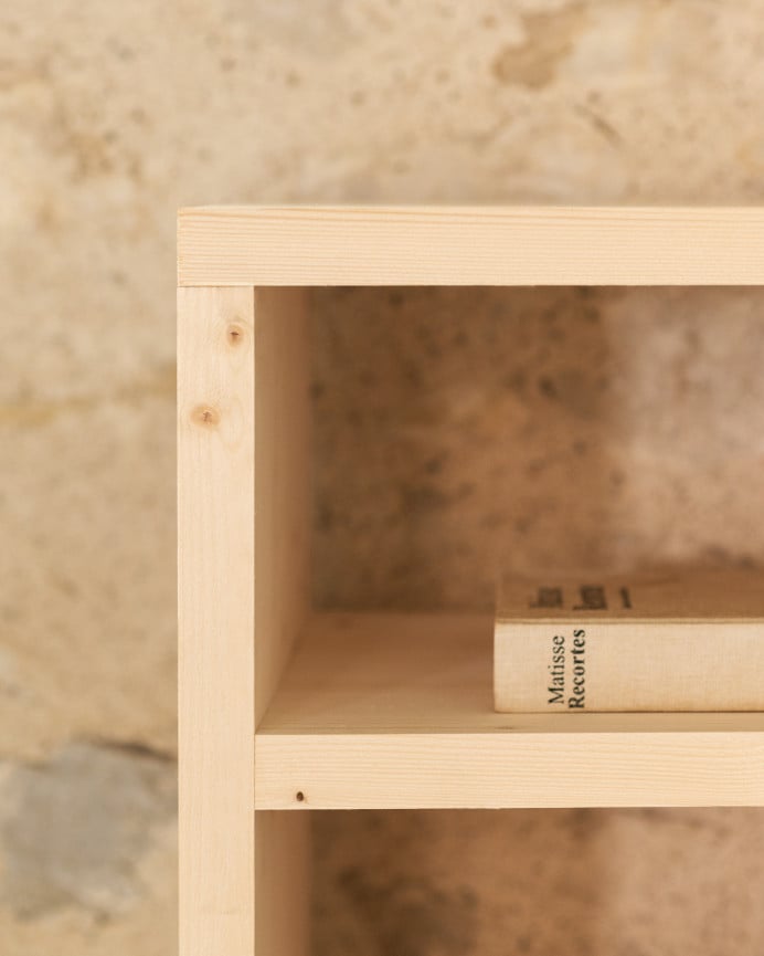 Deco Wood Estantería Zapatero De Madera Maciza Tono Natural 80x60cm