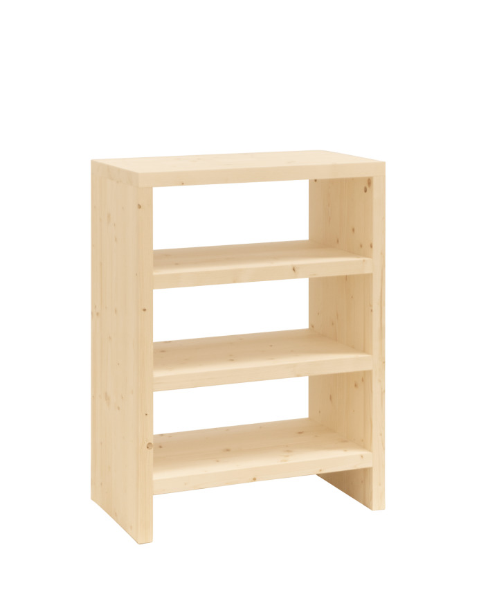 Deco wood Estantería zapatero de madera maciza tono natural 80x60cm