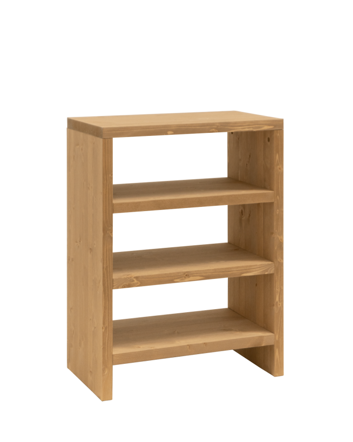 Deco wood Estantería zapatero de madera maciza tono roble medio 80x60cm