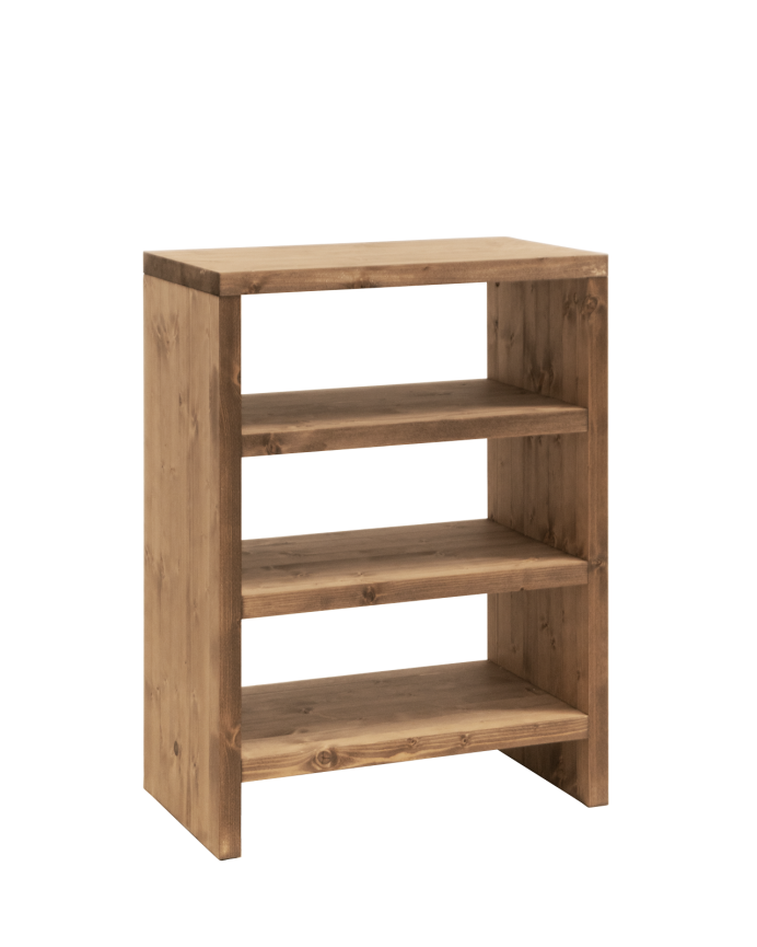 Deco wood Estantería zapatero de madera maciza tono roble oscuro 80x60cm