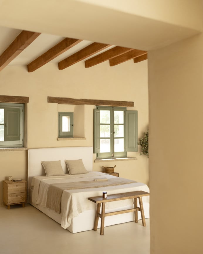 Deco Wood Funda Para Cama Con Canapé Desenfundable De Lino Blanco Para Colchón De 90x200cm